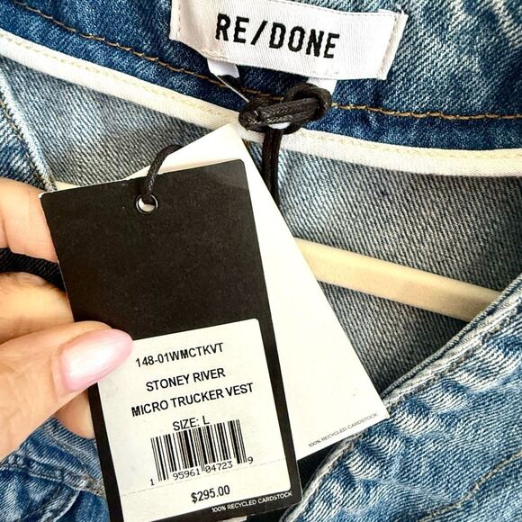 NWT RE/DONE Micro Trucker Cotton denim Vest. Size L - Picture 6 of 10